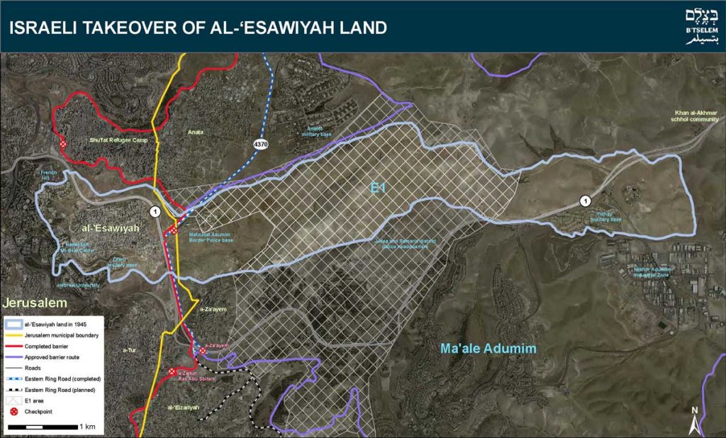 The road for Palestinians north of the Ma’ale Adumim settlement that Defense Minister Naftali Bennett announced on March 9, 2020, would be advance. (Peace Now)
